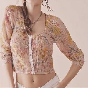 (2 for $30) Free people Flower sheer pink blouse